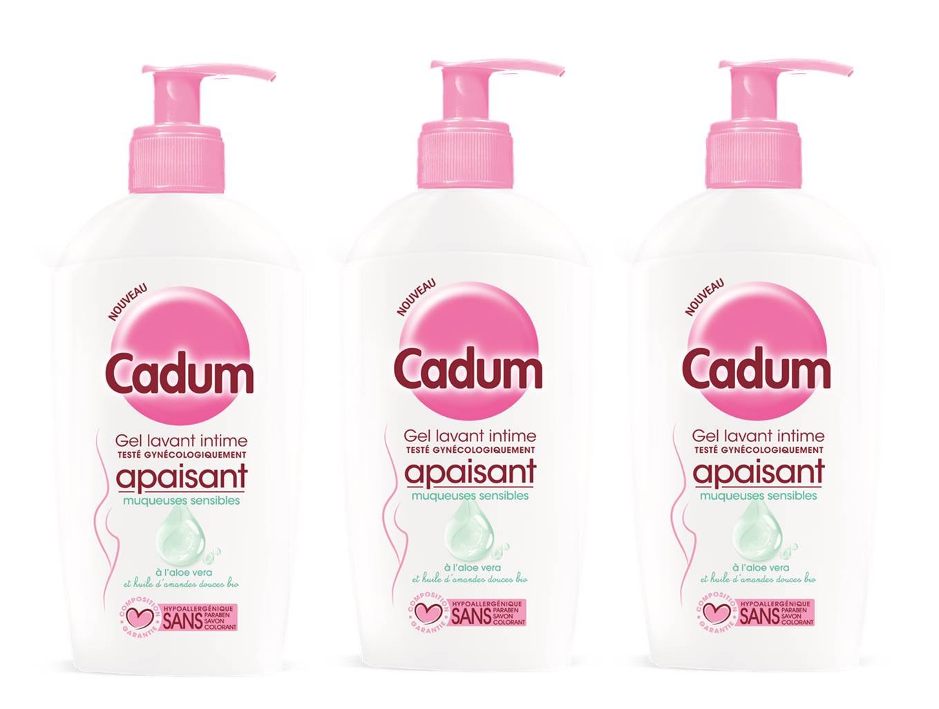 Cadum - Intymna pielęgnacja kojący żel toaletowy wrażliwe błony śluzowe - 200 ml - Zestaw 3 szt
