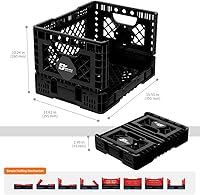 Vista 5 de Bigant Caja de plástico para leche plegable y apilable de alta resistencia, con cierre a presión, plegable, industrial, para garaje, cesta Negro