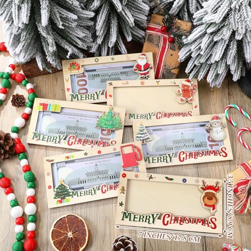 ReliThick 6 Pcs Christmas Money Holder Christmas Party Cash Holder Gifts Bulk for College Students Xmas Money Box Holiday Party Favors Xmas Wood Cash Decor3