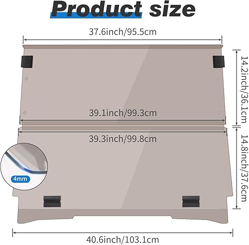 Miniatura 4 de Parabrisas para carrito de golf EZGO TXT 1994-2013, plegable y resistente a los impactos compatible con EZGO TXT tintado