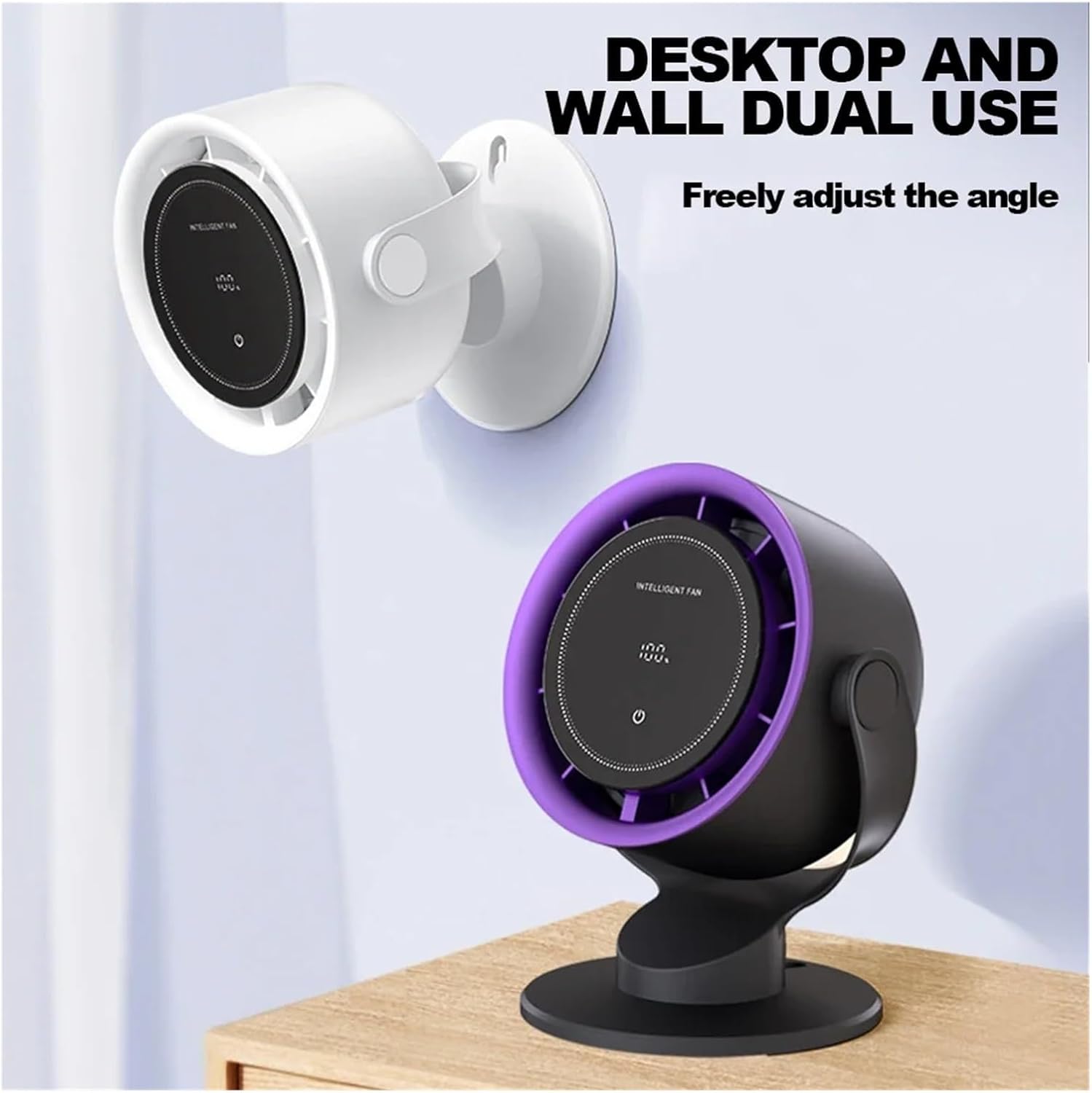 100 Level Bladeless Fan Small USB Charging Silent Office Desktop Digital Display High Speed Circulating Cooling Fan Home Use(White)