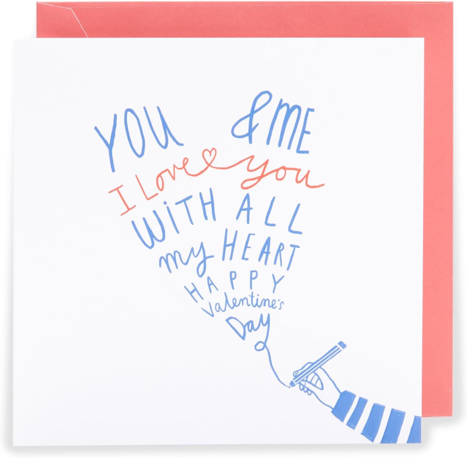 Kindred | Valentine's Day Card | I Love You Presents | Her/Him | Love You With All My Heart Note Design | With Envelope | 159mm x 159mm