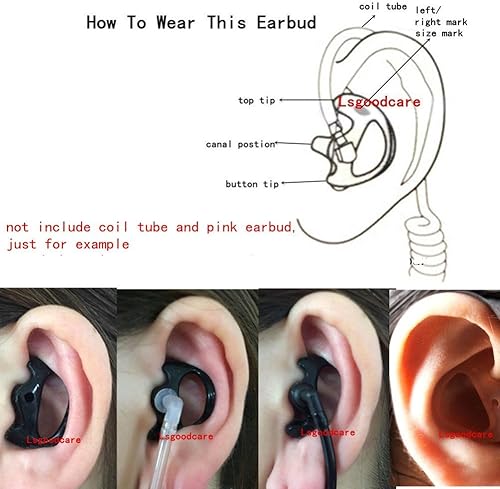 Miniatura 6 de Lsgoodcare 24 piezas de repuesto Earmold oreja derecha para radio bidireccional tubo acústico auricular  silicona walkie talkie auriculares negro