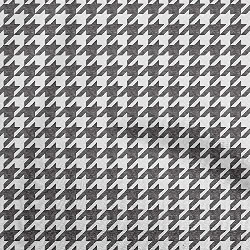 oneOone Cotton Poplin Twill Gray Fabric Houndstooth Fabric for Sewing Printed Craft Fabric By The Yard 56 Inch Wide-6968