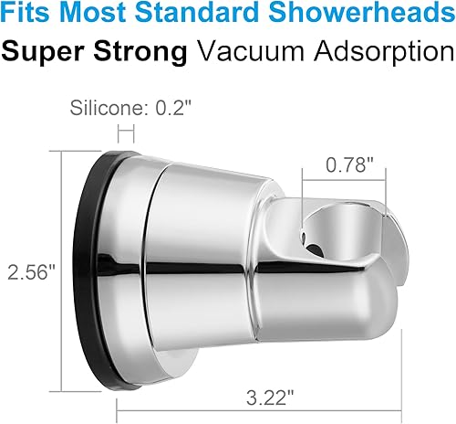 Miniatura 5 de Hibbent Soporte de cabezal de ducha con ventosa al vacío, soporte de cabezal de ducha extraíble, soporte de varita de ducha ajustable en altura y