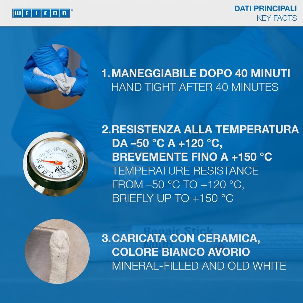 WEICON Barretta Acqua | 2 Componenti Adesivo Speciale | Resina Epossidica | Riparazione Rapida Di Ratori, Piscina, Marittimo, Subacqueo, Bianco, 57G