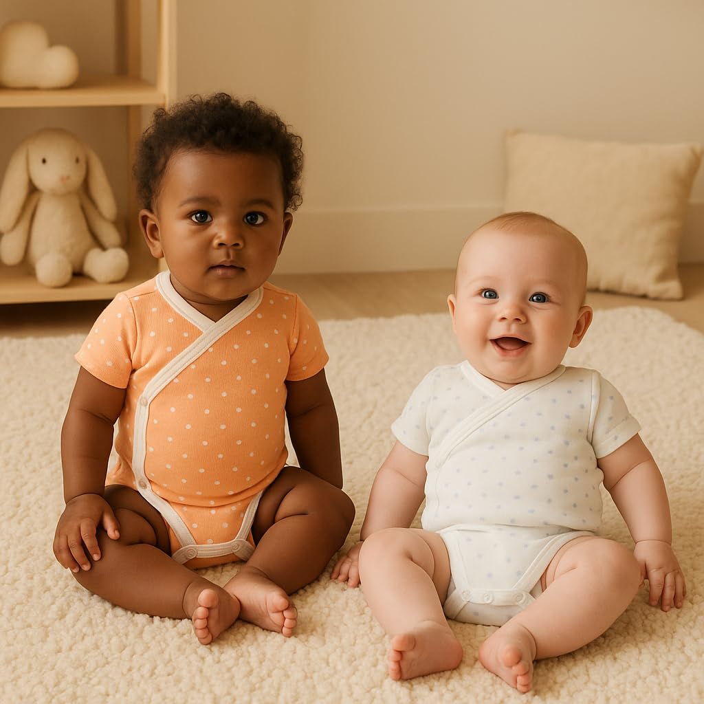 BABIDU Body niemowlęce z krótkim rękawem, 100% miękka, oddychająca bawełna, unisex, odzież dla niemowląt, chłopców i dziewczynek, body dla noworodków, idealne do skóry wrażliwej i na co dzień