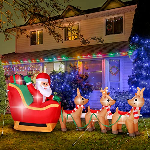 Christmas Inflatables Decorations, 10 FT Long Santa Claus Snowman with ...