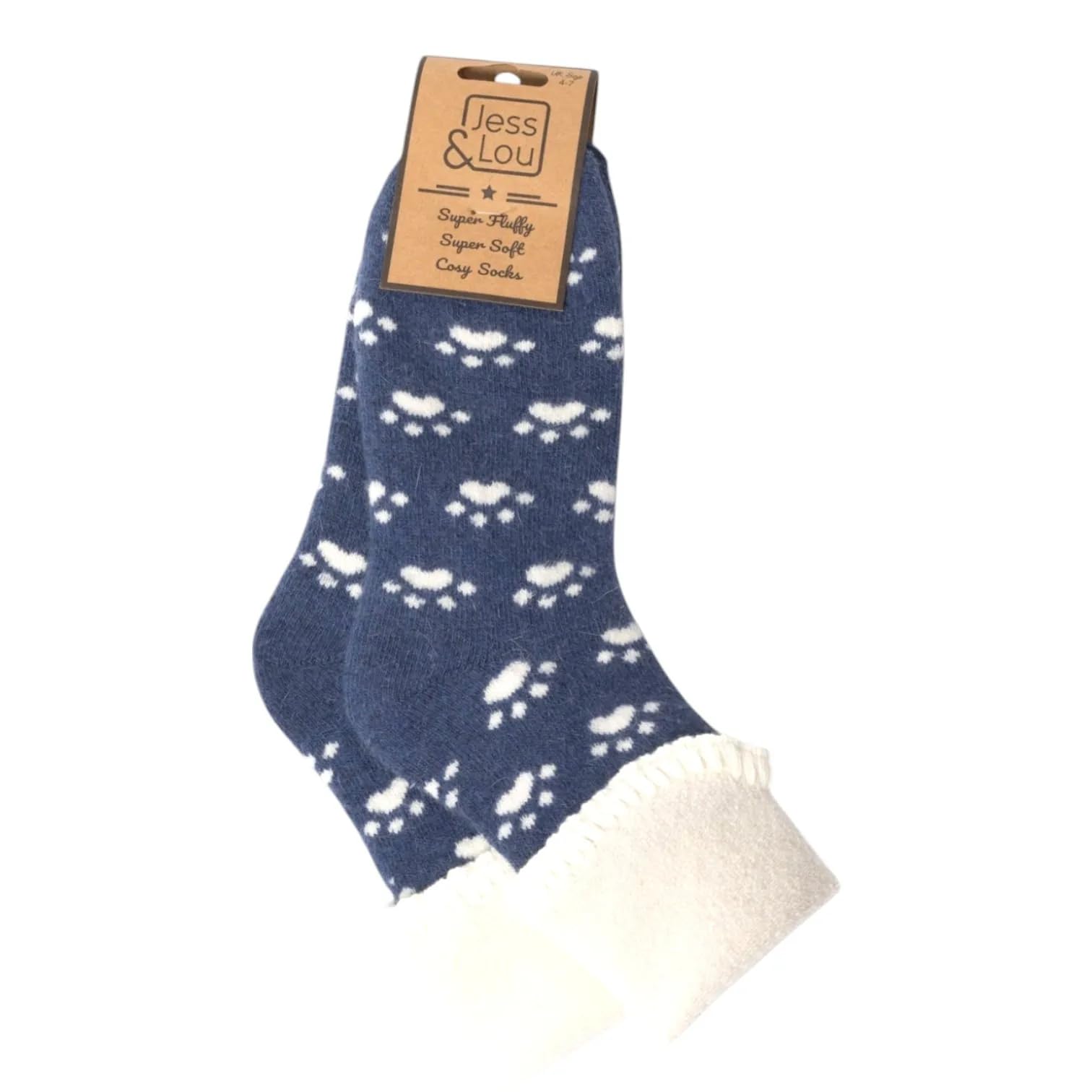 Jess & Lou Women's Socks - Super Cosy Cuff - Paws Navy