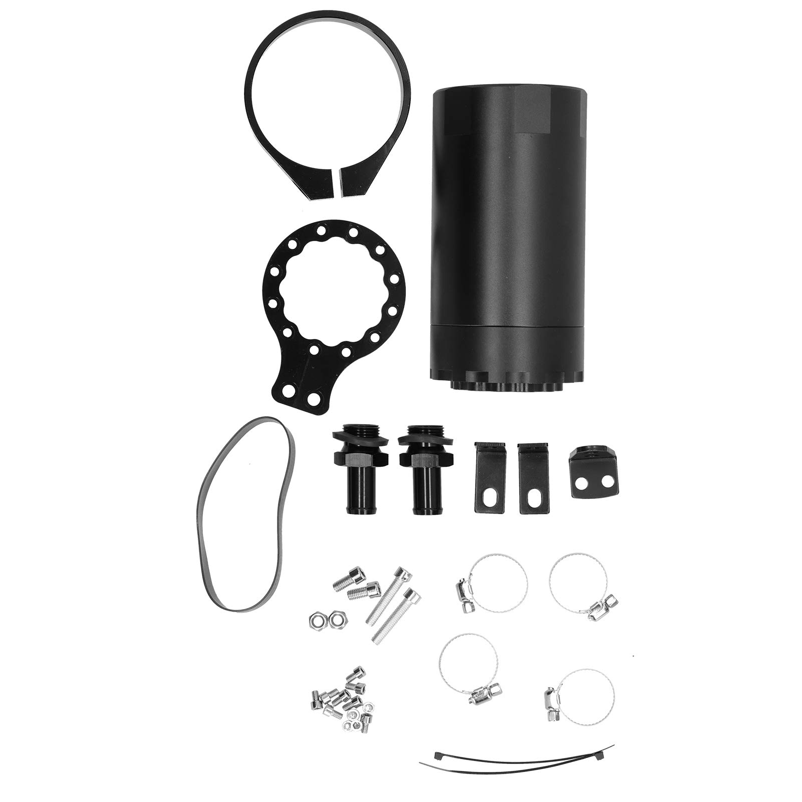 Universal Gonled Oil Catch Can Can zbiornik z akcesoriami montażowymi RSOCC020 Aluminium Aluminium Separator dla wszystkich samochodów (Czarny)