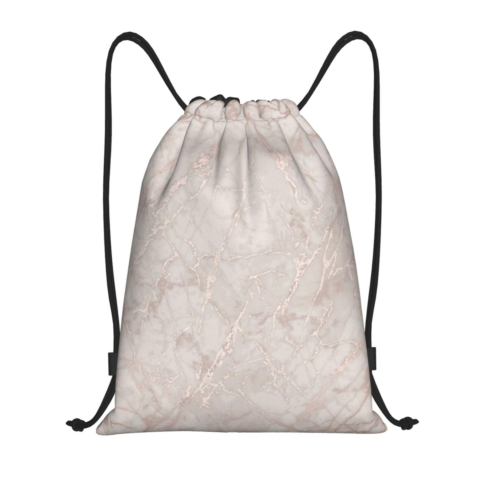 AABSTBFM Rose Gold Marble Lightweight Drawstring Backpack | M - String Backpack Bags For Gym, Travel, Shopping, School, And More โ image 1