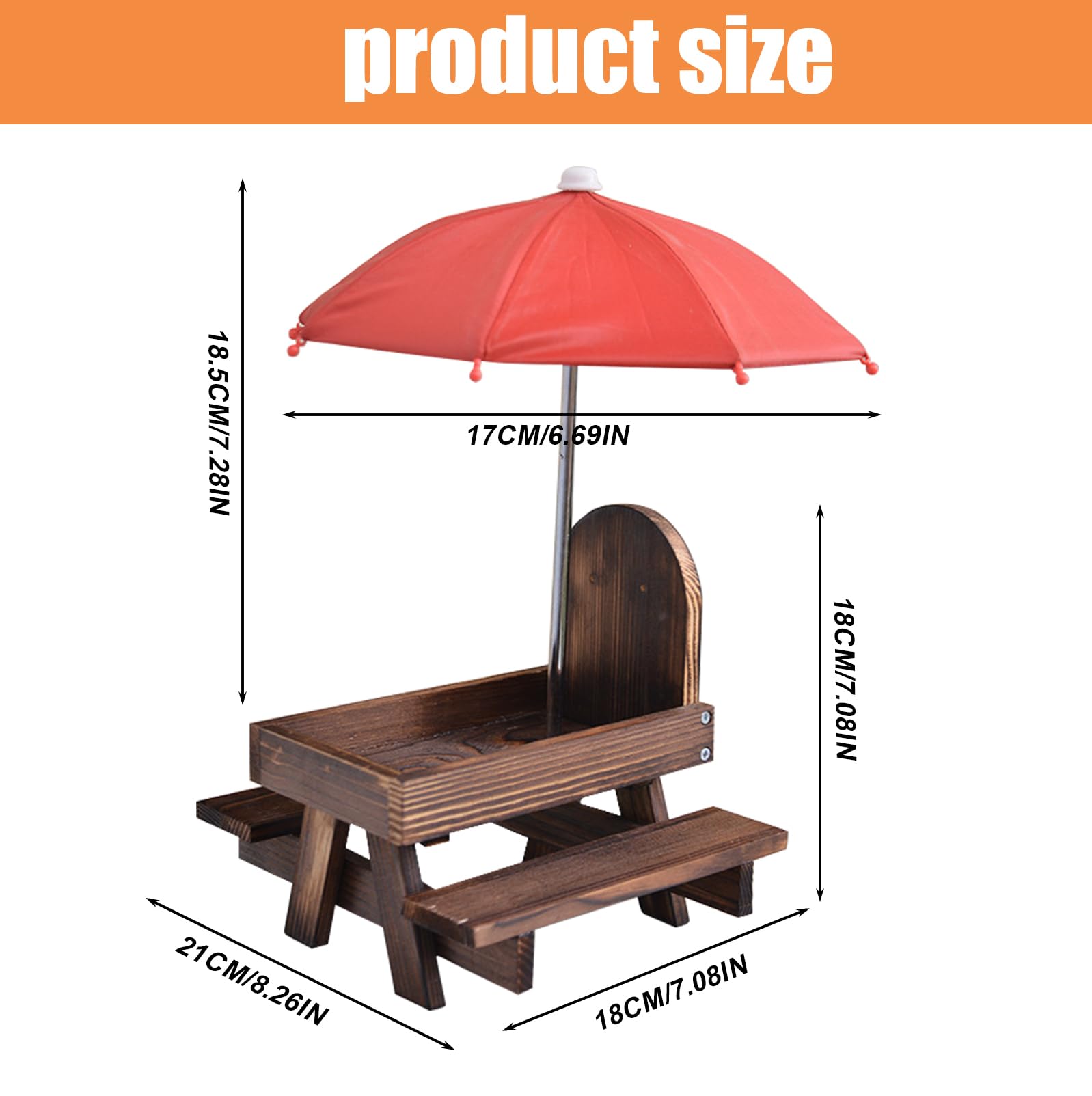 Scoiattolo casetta con ombrello: tavolo da picnic in legno con supporto per pannocchie, resistente alle intemperie, per scoiattoli Chipmunk Wildlife