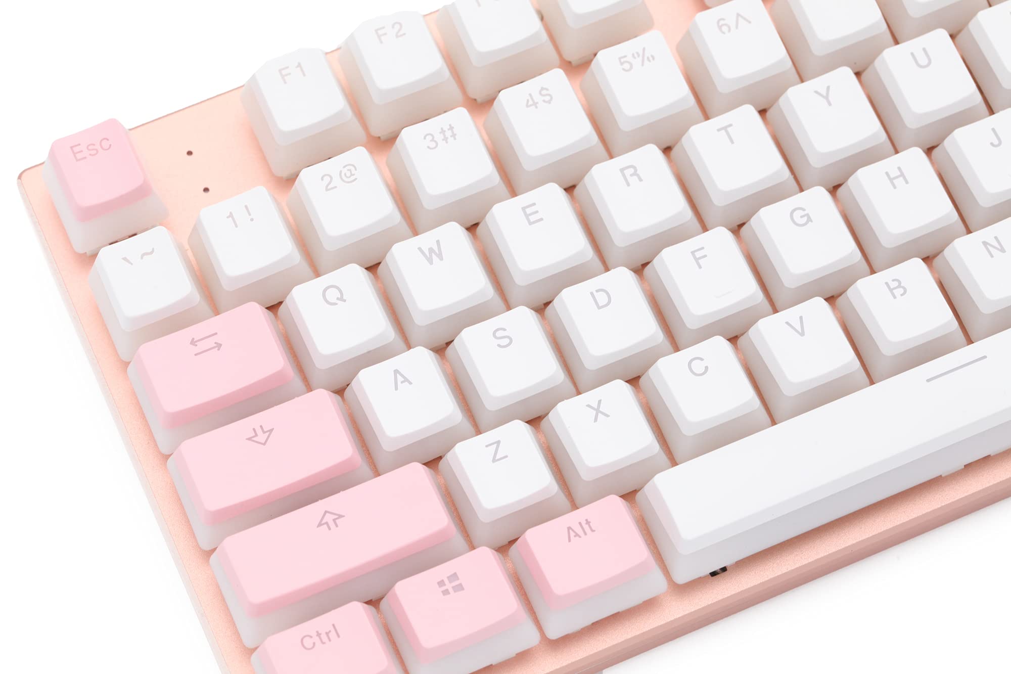 KPREPUBLIC ABM618 ABM 618 Kit de clavier mécanique en aluminium anodisé 104 modes de commutation LED RVB de type C avec logiciel (ABM618 104 interrupteur rose rouge x1)