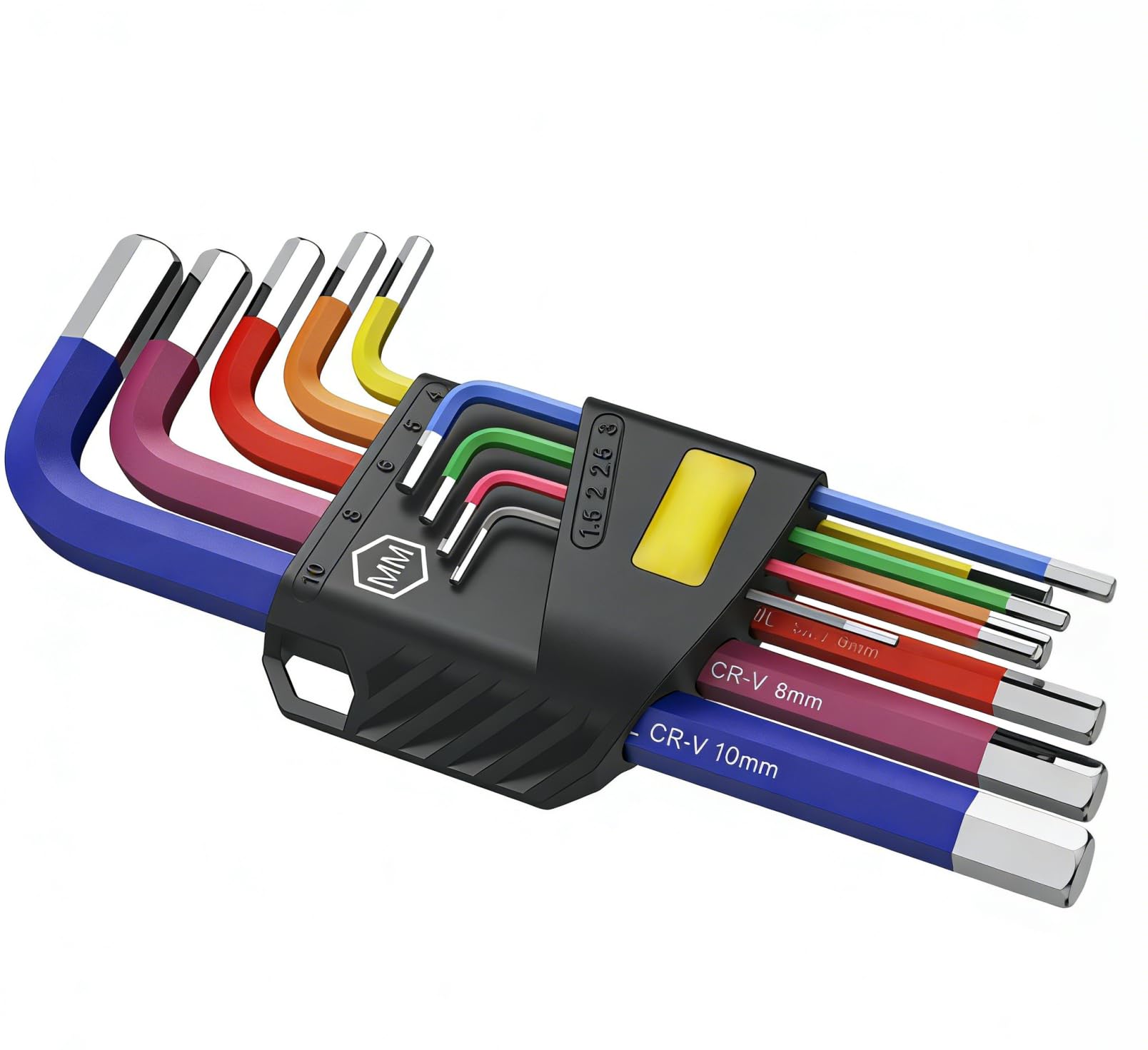 Multicolor Hex Key Set, 9Pcs Metric Allen Key Set 1.5-10Mm, Long Anti-Slip Hex End Wrench Set With Colour Coding, For Mechanical, Vehicle & Bicycle Repair