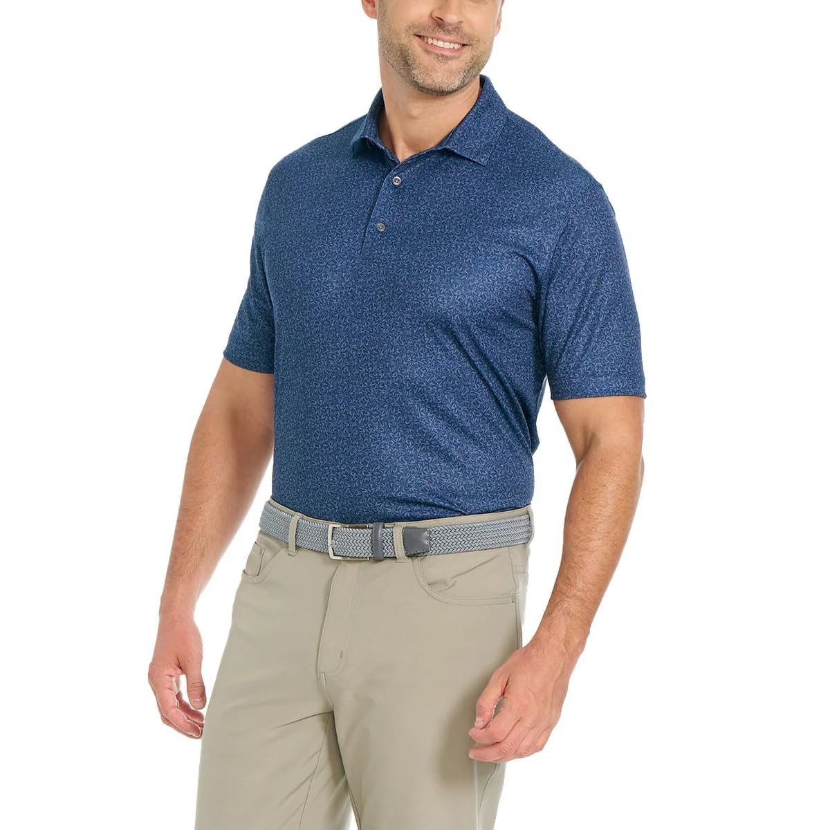 Greg Norman Men’s ML75 UPF 50+ Moisture Wicking Polo, Navy, Large