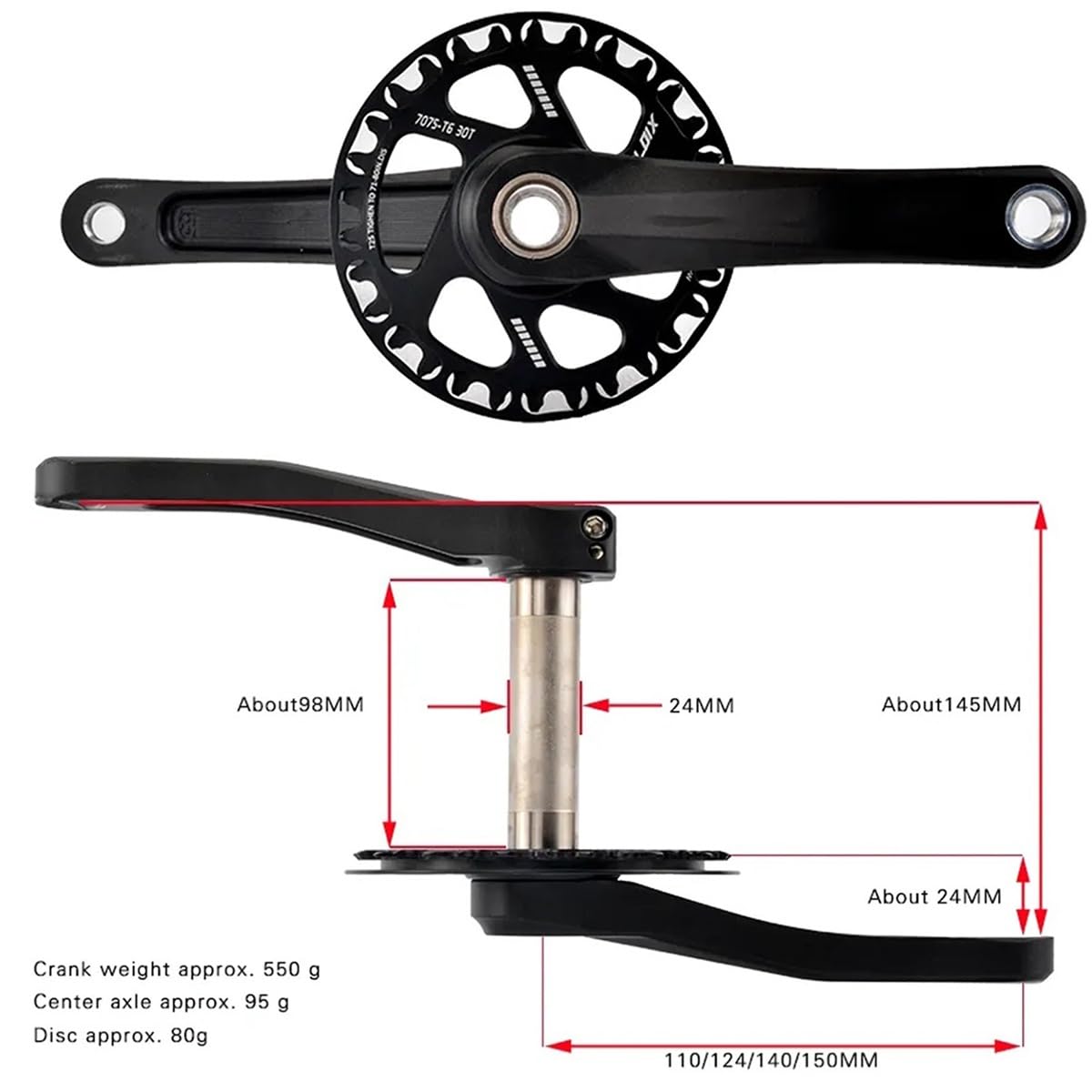 Guarnitura pieghevole in lega di alluminio per mountain bike integrata, set di pedivelle per mountain bike, montaggio diretto, adatto per 7-12 velocità con BB68