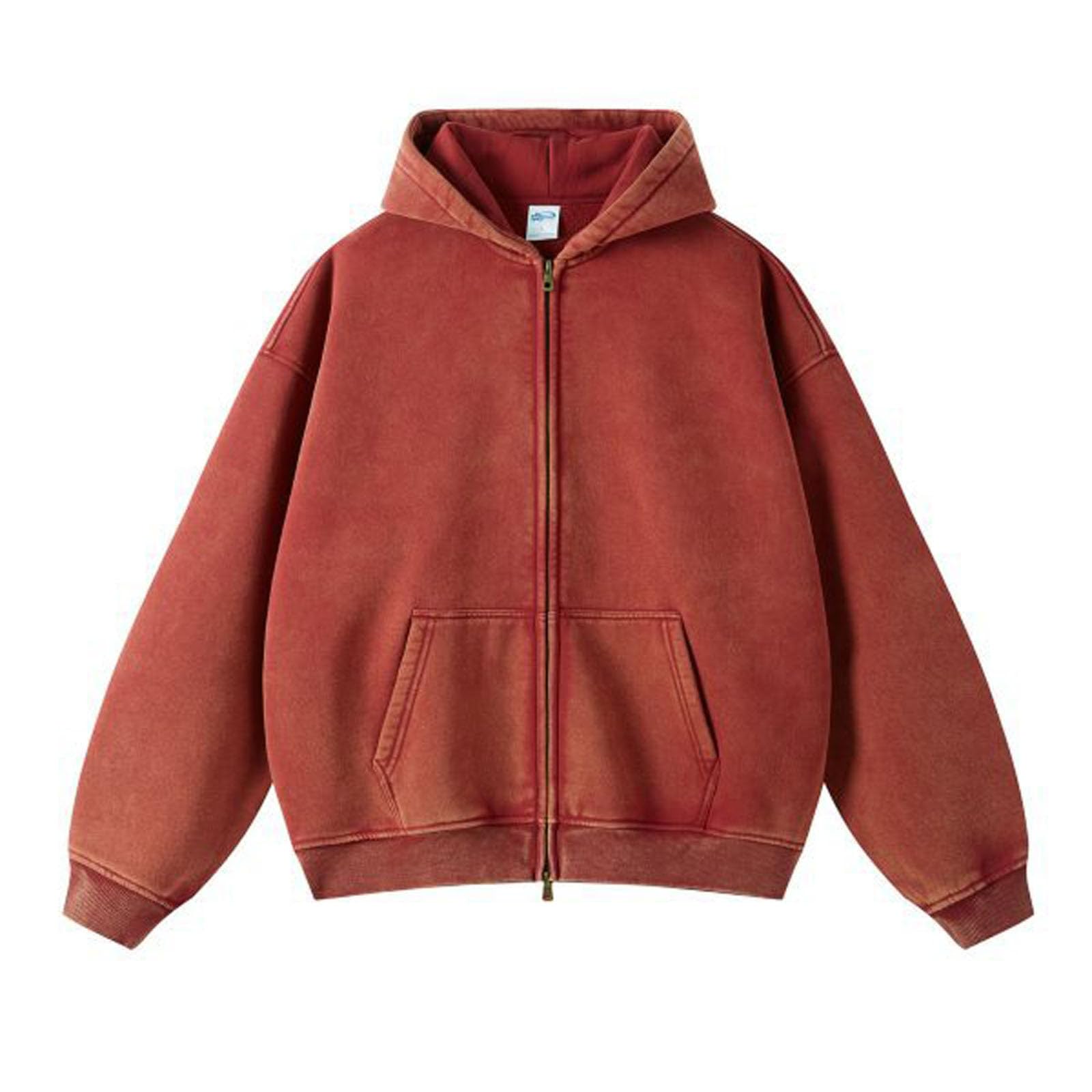 Felpa da uomo in pile con cappuccio con chiusura lampo integrale, oversize, basic, con cerniera, Y2k Hip Hop, felpa con cappuccio, per attività all'aria aperta, in tinta unita