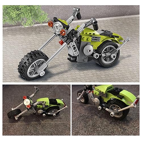 Image of 3-in-1 Harley Cruiser Motorcycle Building Blocks | 129 PCS STEM Construction Kit for Kids | DIY Motorbike Model Toy for Boys & Girls Ages 6+ | Creative Interlocking Brick Set