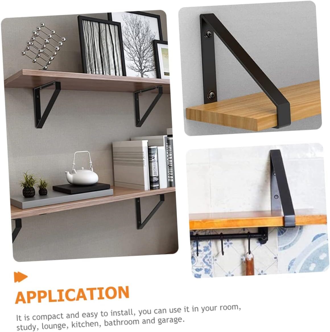 Hemoton 2pcs Heavy Duty Shelf Brackets for Wall Mount Support Brackets for Floating Shelves Kitchen Bathroom Living Room and Garage