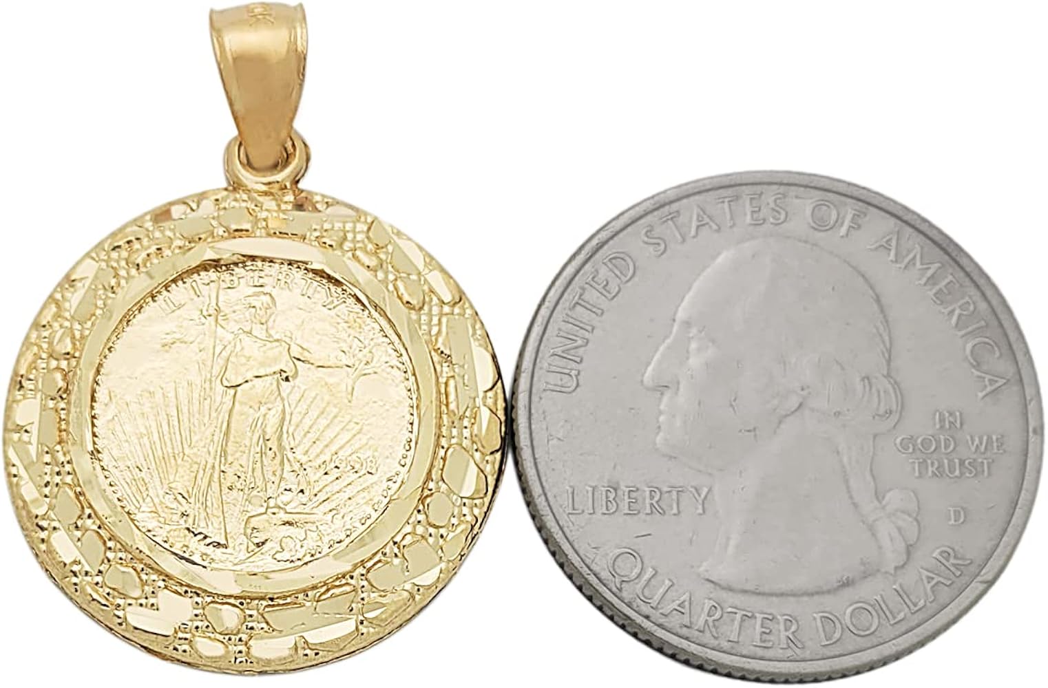 Amazon.com: Walking Liberty Coin And Bezel Pendant 10K Yellow Gold