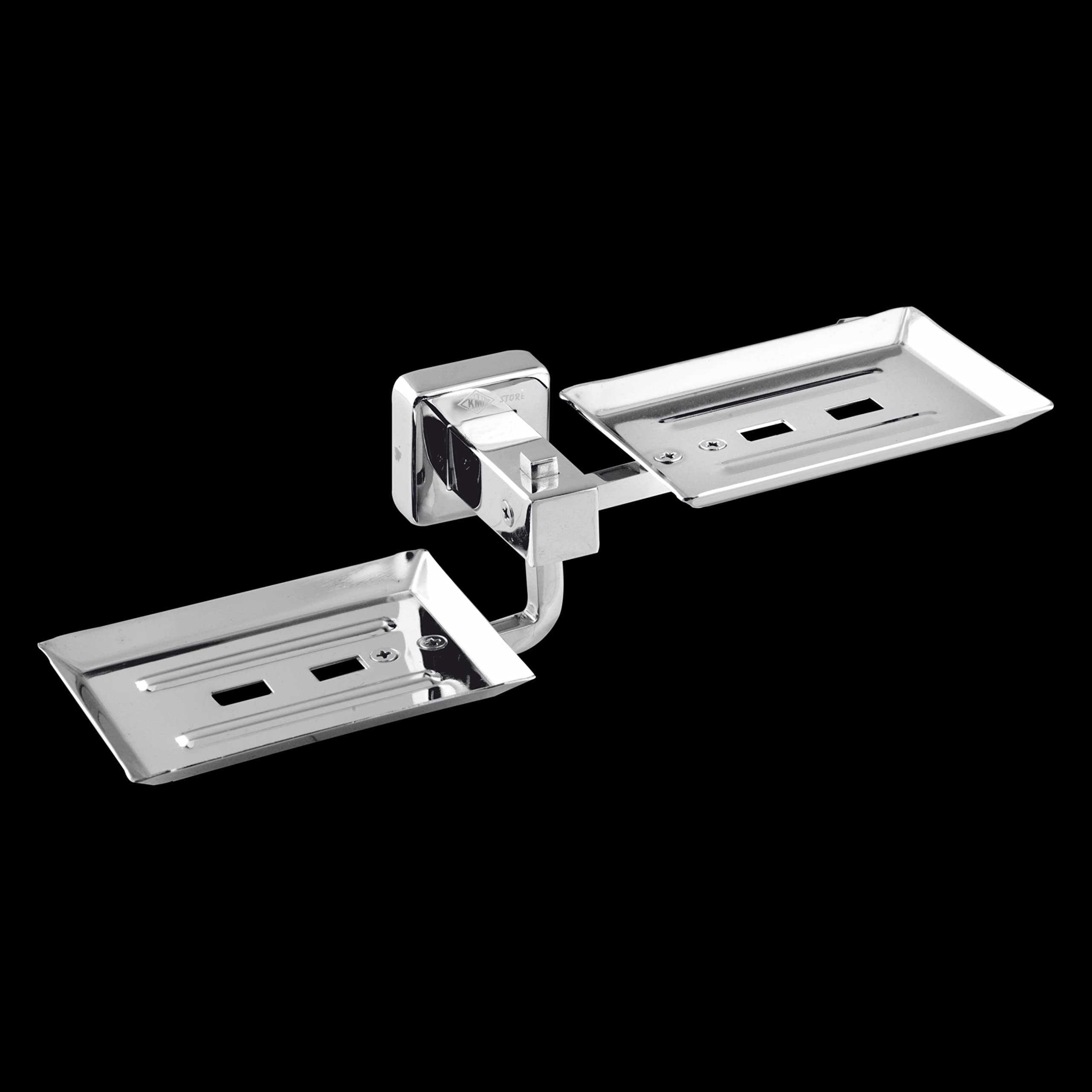 KMI STORE Stainless Steel Mounted Dual soap Dish Holder & Dispensers, Self-Adhesive Stainless Steel Waterproof Kitchen Bathroom Soaps Storage Rack with Hook for Home