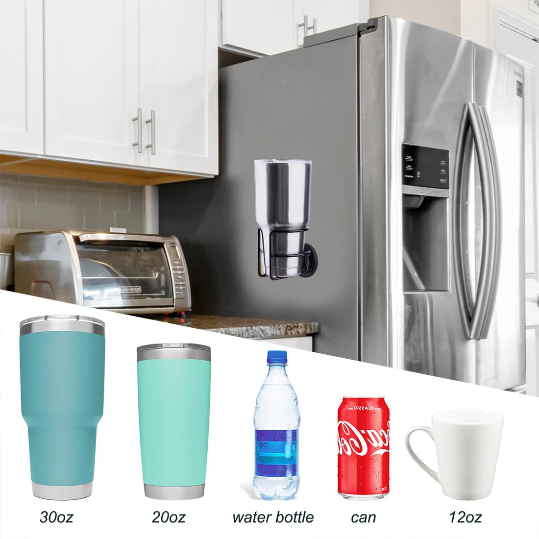 Portavasos magnético de acero inoxidable SUS 304, soporte magnético para bebidas para refrigerador, coche, autobús escolar, tractor, cortacésped, negro, 1 paquete 3