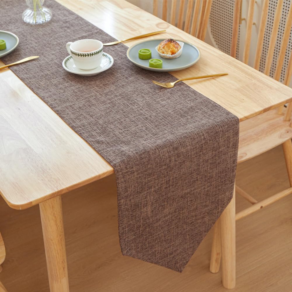 Odot Pure Colour Autumn Table Runner, Seasonal Fall Winter Machine Washable Kitchen Dining Table Decoration long tablecloth, for Thanksgiving Events Home Decor (30x160cm,Coffee)