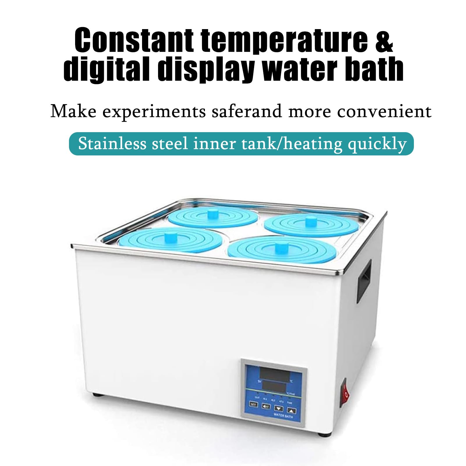 Baño María Digital De Laboratorio, Calentador Eléctrico De 300W - 1500W, 99.9 ℃, Precisión De 0,01 ℃, Calentador De Agua Digital para Evitar Derrames, Baño De Agua De Acero Inoxidable