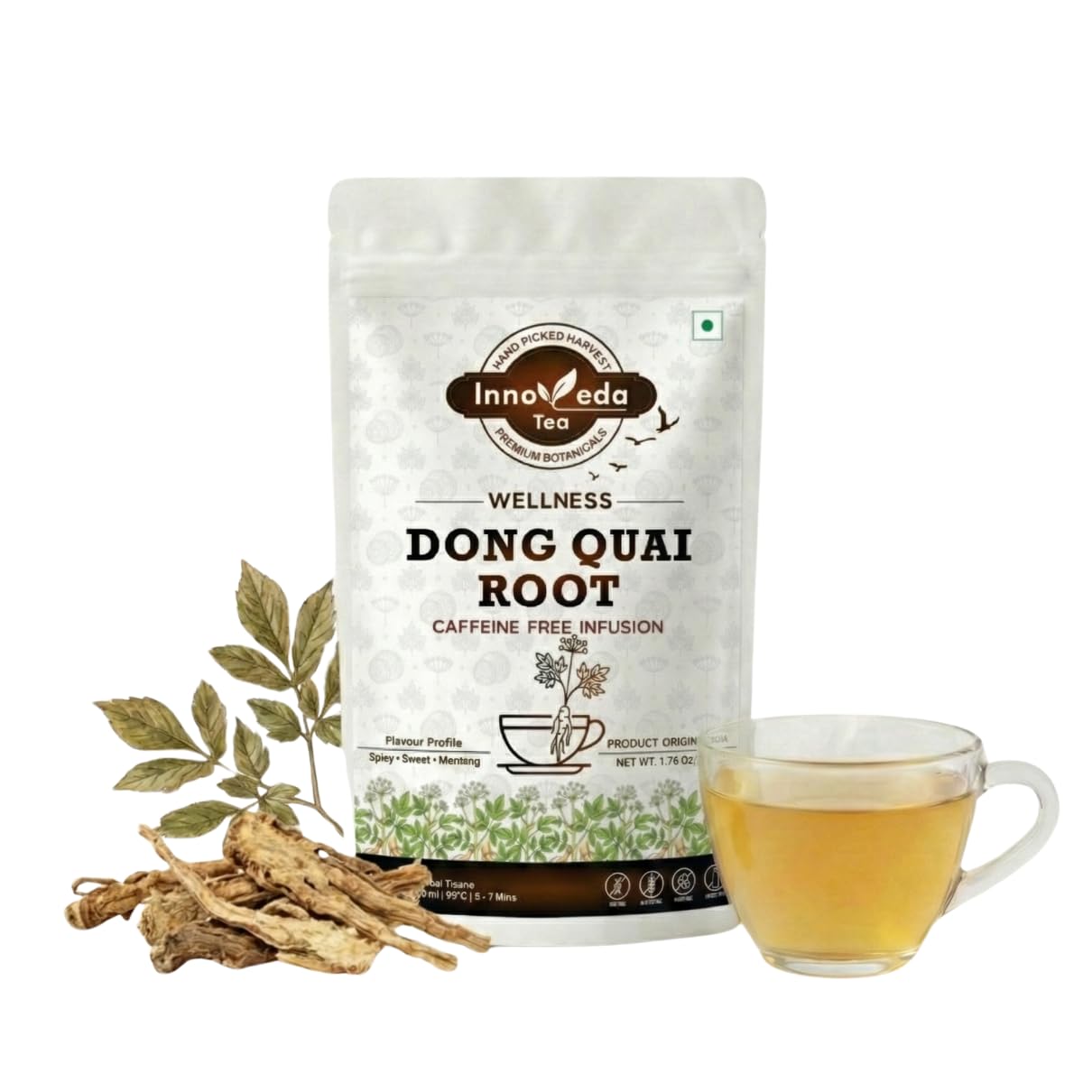 Innoveda Tea Dong Quai Root Wellness Herbal Infusion, Caffeine Free, Loose Root Tisane, 50g-image-41