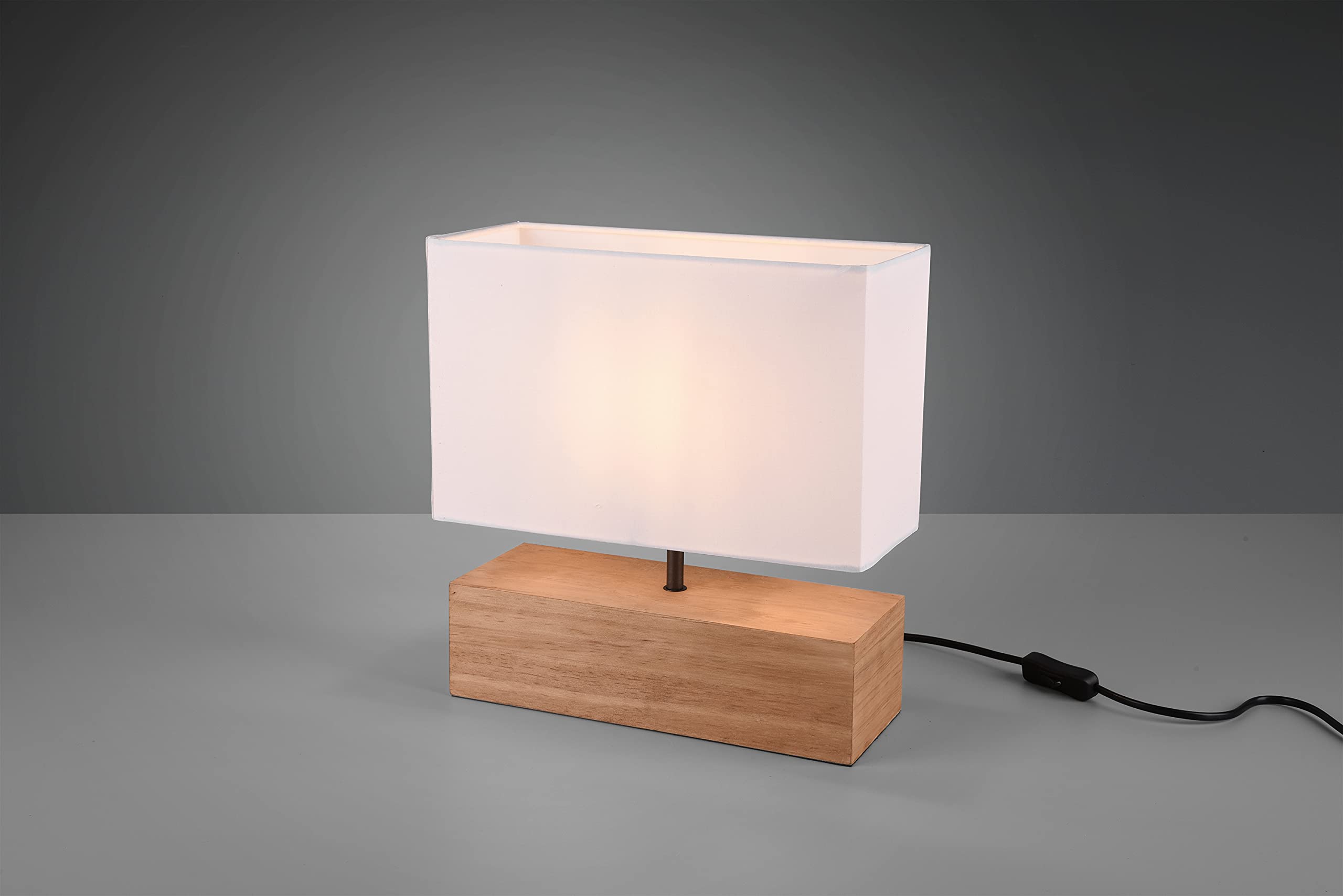 Reality Leuchten Woody R50181030 - Lampada da tavolo, 1 lampadina E27, colore legno, 30 x 12 cm