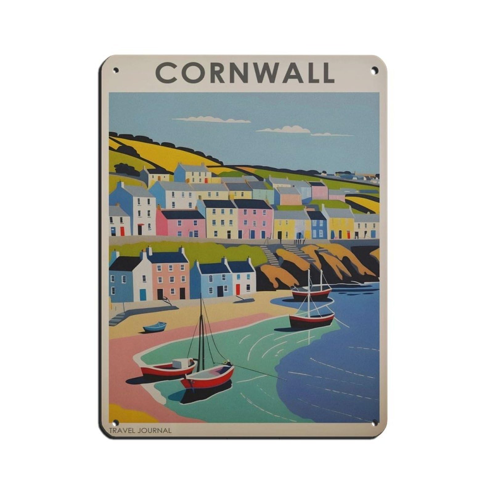 Cornwall Poster, Exhibition Poster Retro Poster Metal Tin Sign Chic Art Retro Iron Painting Bar People Cave Cafe Family Garage Poster Wall Decoration 12x16inch(30x40cm)