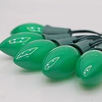 Vista 3 de Paquete de 25 bombillas C9 de cerámica verde de repuesto, bombilla de luz vintage incandescente para guirnalda de San Patricio, bombillas de luz