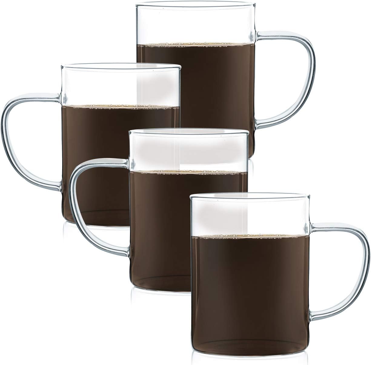 JavaFly Maurea Glass Mug 10.5 oz, Clear (Pack of 4)