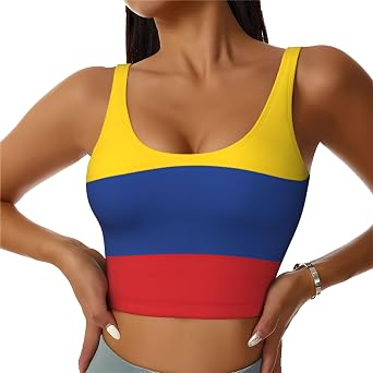 Flag of Colombia Racerback Sports Bra for Women, High Impact Sports Vest, Cute Tank Top for Yoga Gym