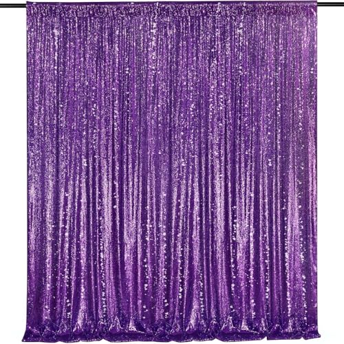 Image of Purple Sequin Backdrop Curtain Drapes Glitter Party Decorations 10FTx10FT