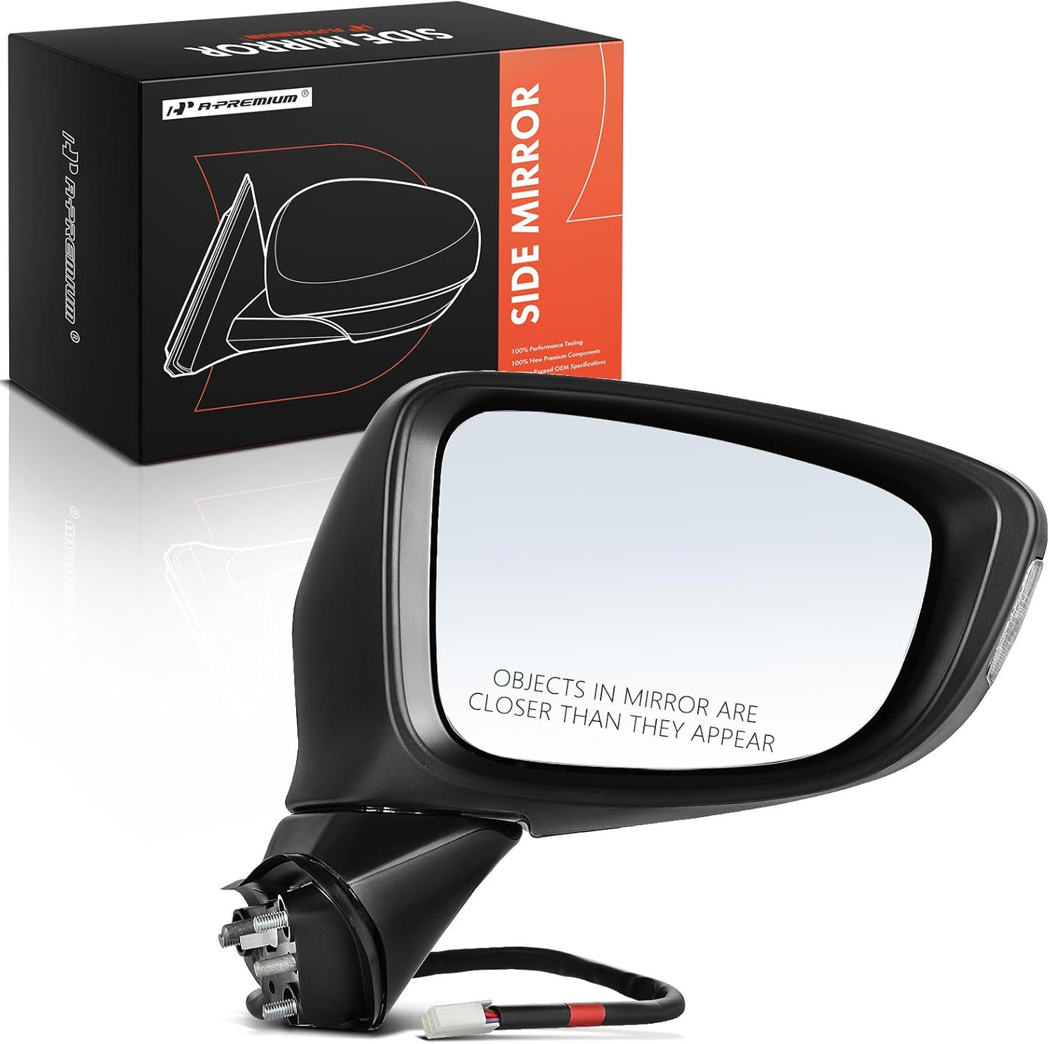 A-Premium Passenger Side Power Door Mirror Compatible with Mazda 6 Grand Touring 2014-2017 - Heated, Manual Folding, Black - Outside Rear View Mirror with Turn Signal Indicator - Replace# GHP9691N1A51