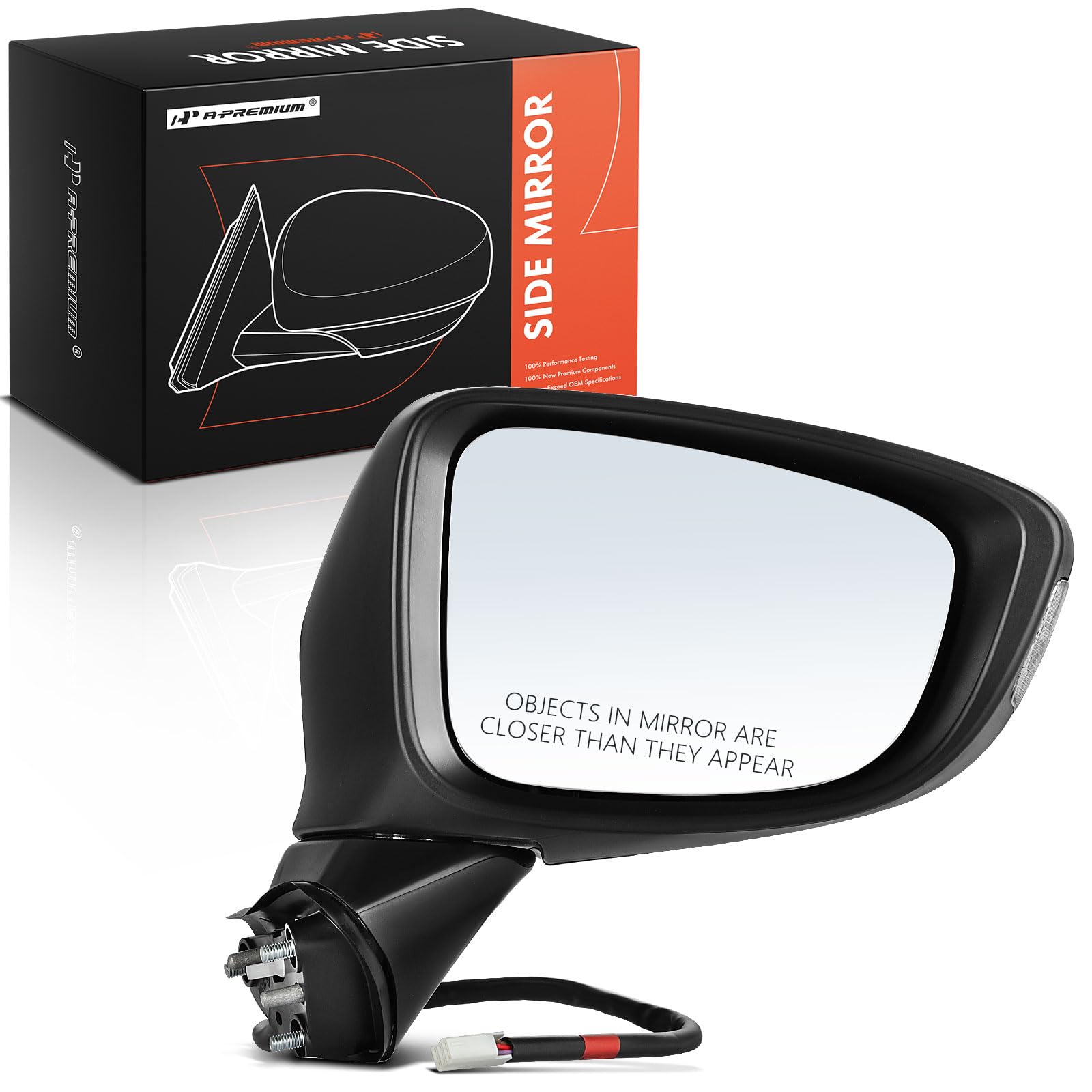 A-Premium Passenger Side Power Door Mirror Compatible with Mazda 6 Grand Touring 2014-2017 - Heated, Manual Folding, Black - Outside Rear View Mirror