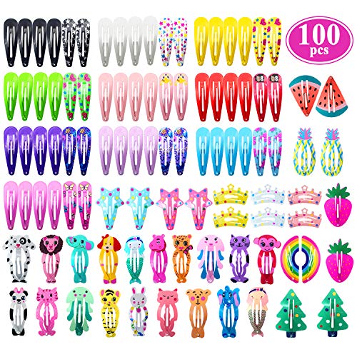 Hair Clips for Girls, Funtopia 100 Pcs No Slip Metal Snap Hair Clips