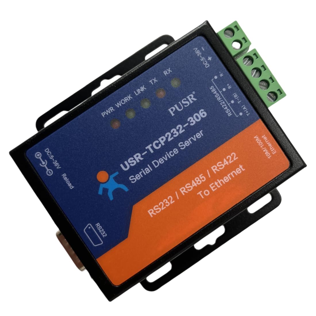 USR-TCP232-306 Serialer Ethernet-Konverter, LAN TCP/IP zu RS232/RS485/RS422-Geräteserver mit breiter 5-36V Gleichstromversorgung, HTTPD-Client-Unterstützung