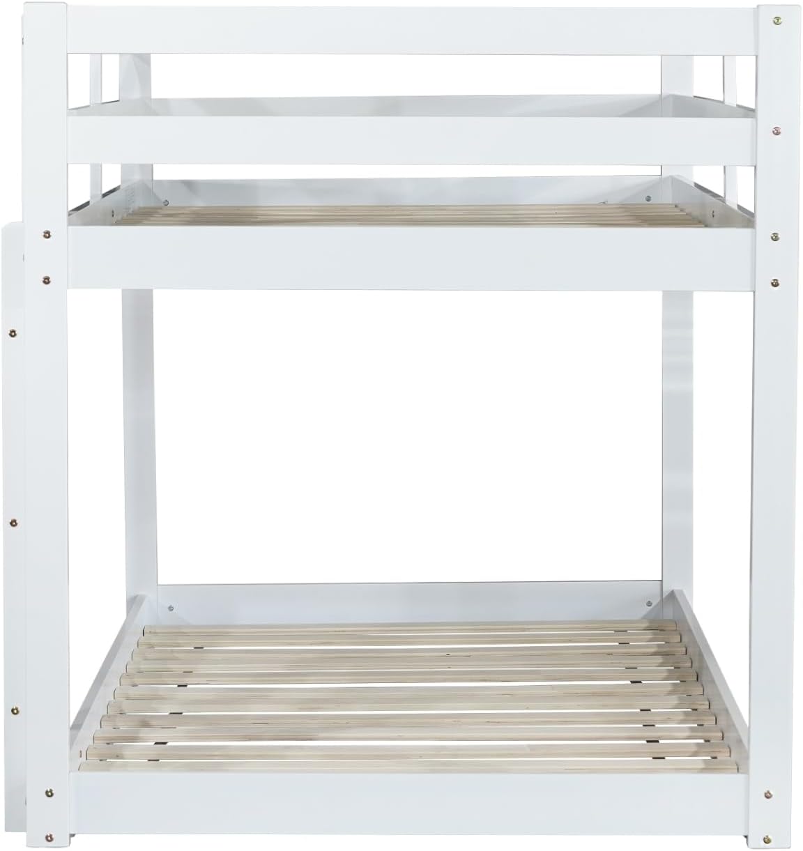 Merax Twin Over Twin Bunk Bed frame without mattresses, front view