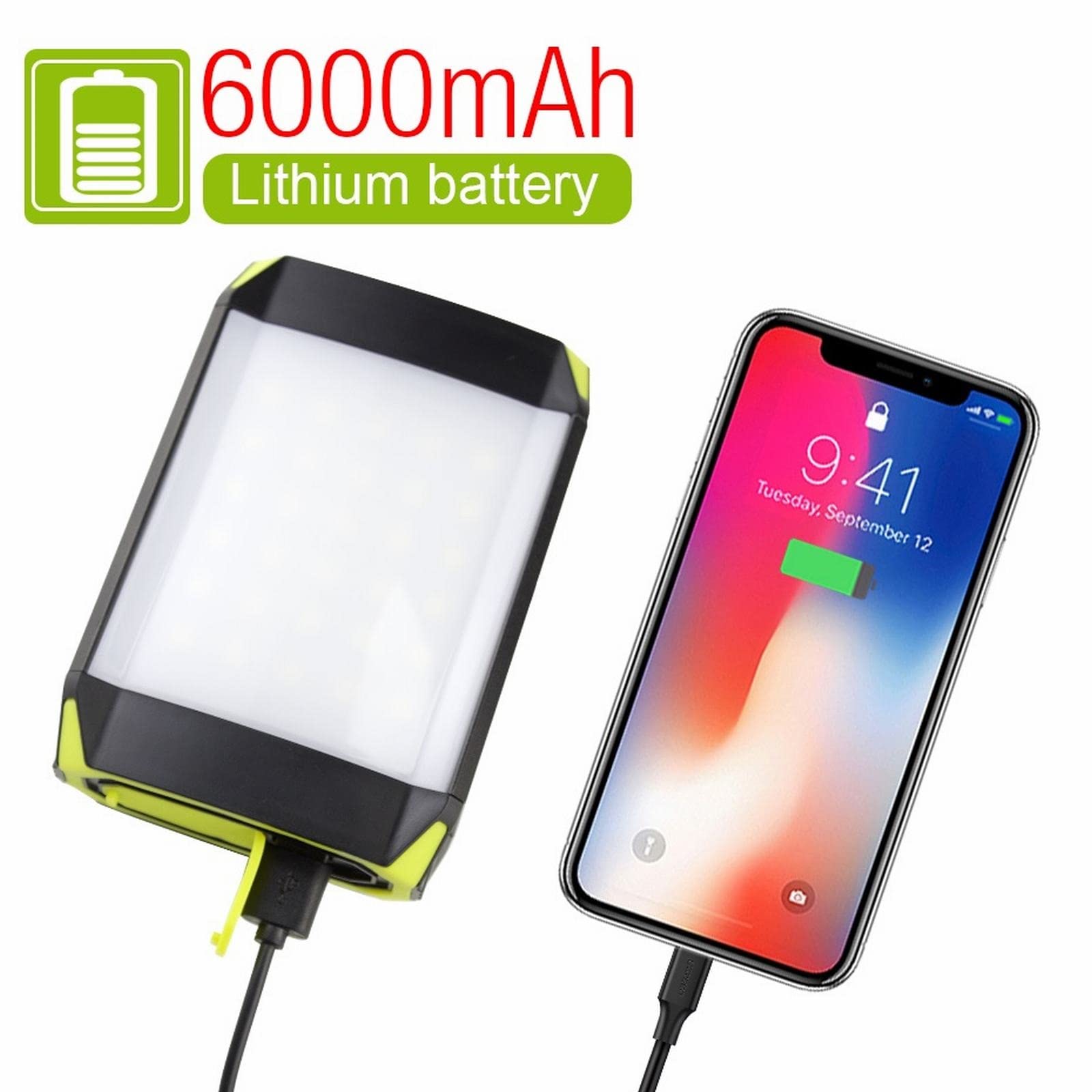 Campeggio Luce 6000mAh Lanterna di Campeggio Ricaricabile USB Led Luce Esterna 5 Modalità Multi Funzione Hang Banca di Potere