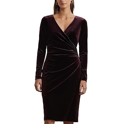 Lauren Ralph Lauren Stretch Velvet Surplice Dress Women
