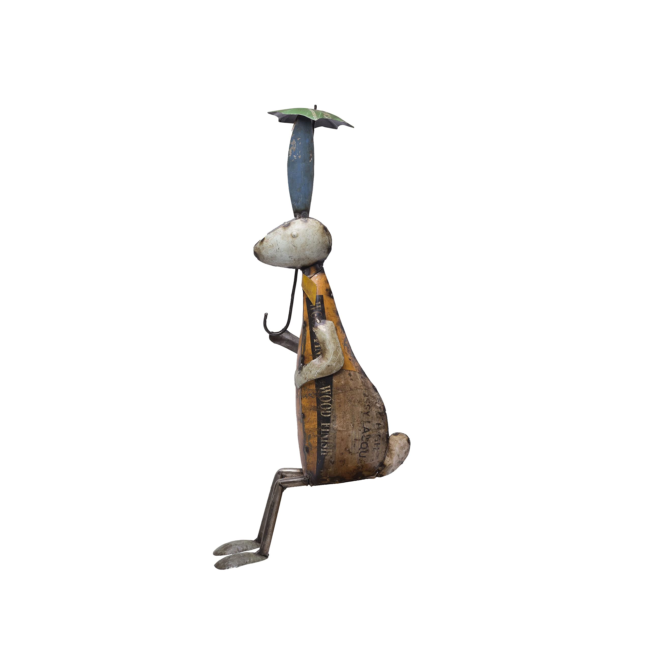 Lapin avec parapluie statue en fer lourde pour décorer un jardin exposé au vent