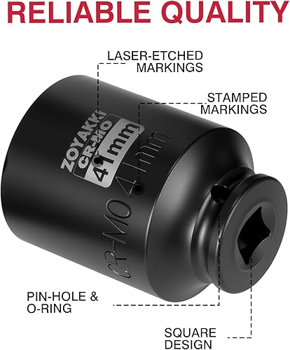 Miniatura 213 de Enchufe de impacto de 6 PT de 1/2" x 0.827 in de profundidad, CR-MO, 1/2 pulgada de accionamiento de 6 puntos para una fácil extracción