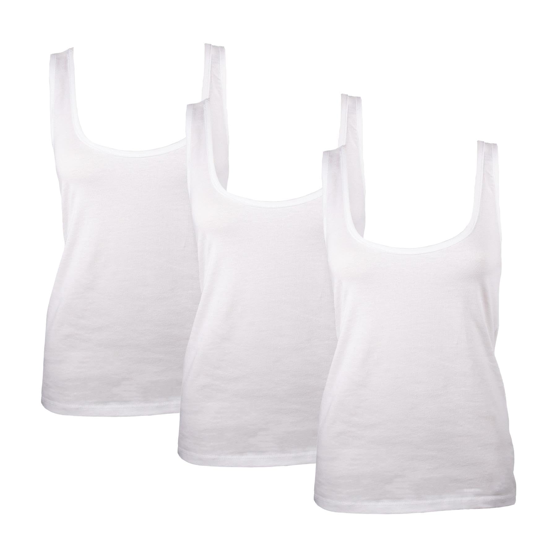 Women's Vests 100% Cotton Pack of 3 Tank Top Undershirt Summer Clothing Sizes 36-52-image-1