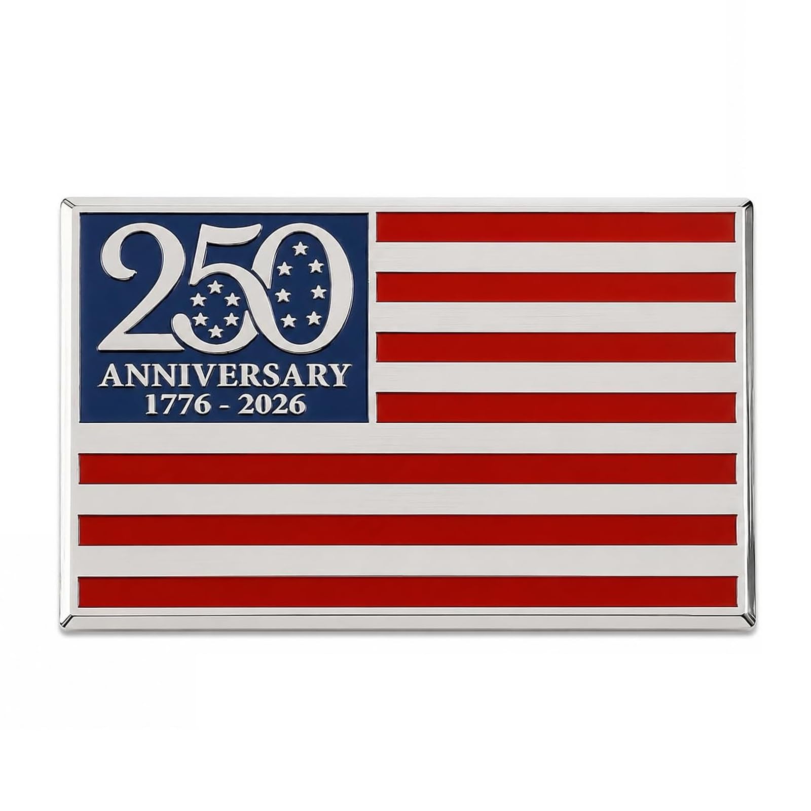 Introti 250th Anniversary Metal Flag Emblem 1776-2026 America Patriotic Metal Car Decal Firmly Adhered for Vehicles Pickup Trucks SUV RV