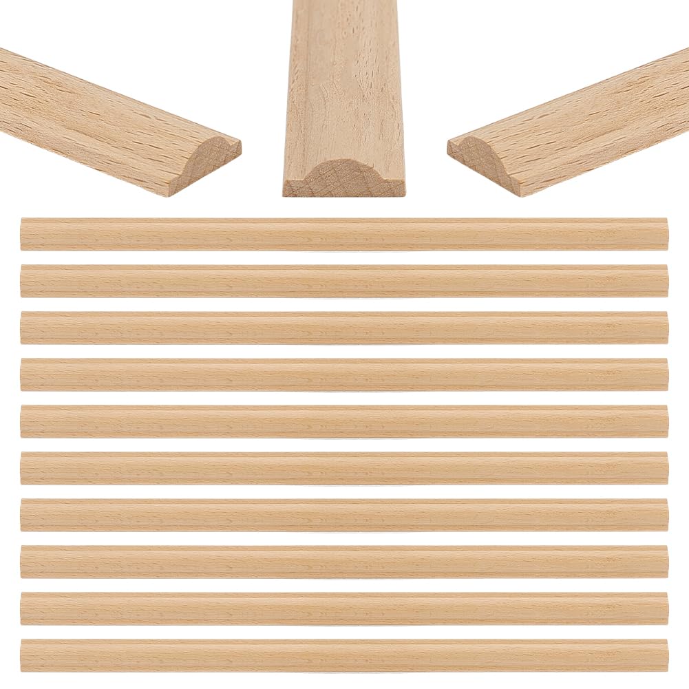OLYCRAFT 25 Stück Unfertige 3D Holzleiste 40cm DIY Zierleiste Zylindrischer Halbholzrahmen Dekorative Holzleiste Für Wände Türen Decken Schränke Und Fenster