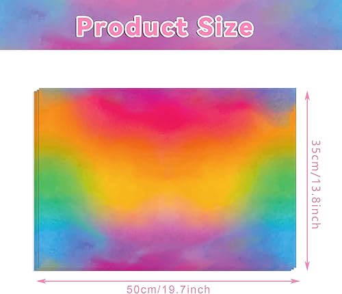 Miniatura 3 de 50 hojas de papel de seda degradado arcoíris, papel de regalo de 14 x 20 pulgadas a granel para ramo de flores, papeles de embalaje de dulces,