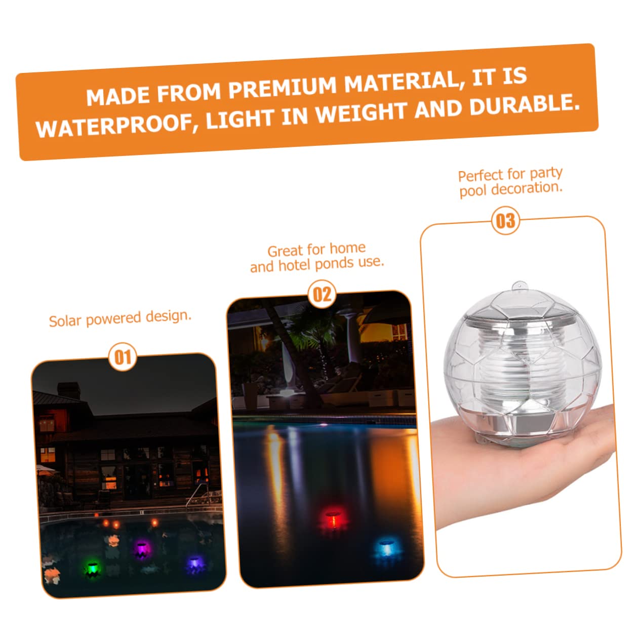 BESPORTBLE 3pezzi Solar Floating Led Per e Piscina Lampade Galleggianti Per Illuminazione Decorazione Fontane Notturni
