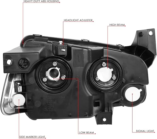 Miniatura 6 de Auto Dynasty Faro de esquina transparente con carcasa negra estilo OE + lámparas de esquina+kit de herramientas compatible con Dodge Charger 06-10